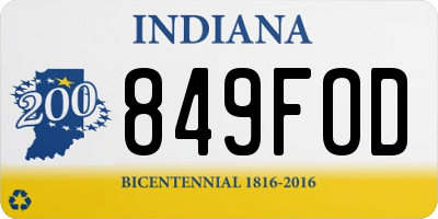 IN license plate 849FOD