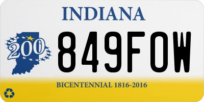 IN license plate 849FOW
