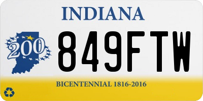 IN license plate 849FTW