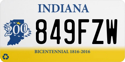 IN license plate 849FZW