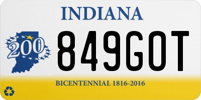 IN license plate 849GOT