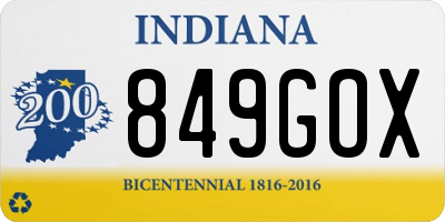 IN license plate 849GOX