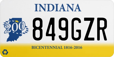 IN license plate 849GZR