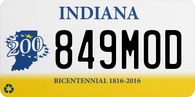 IN license plate 849MOD