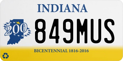 IN license plate 849MUS