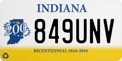 IN license plate 849UNV