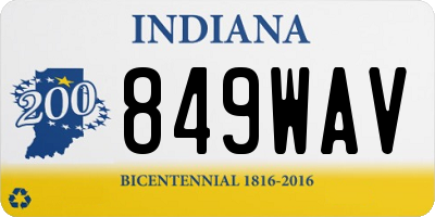 IN license plate 849WAV