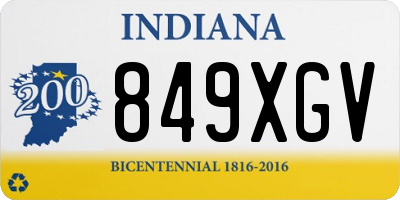 IN license plate 849XGV