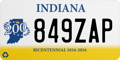 IN license plate 849ZAP