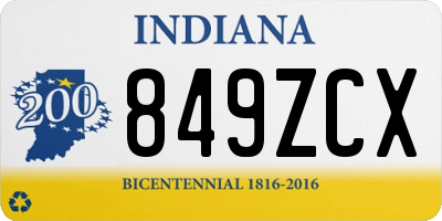 IN license plate 849ZCX