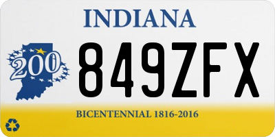 IN license plate 849ZFX