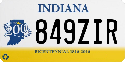 IN license plate 849ZIR