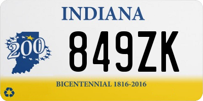 IN license plate 849ZK