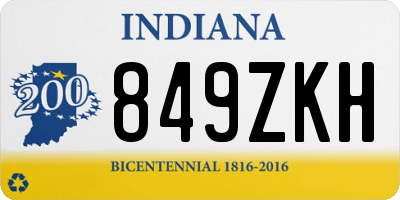 IN license plate 849ZKH