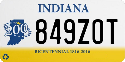 IN license plate 849ZOT