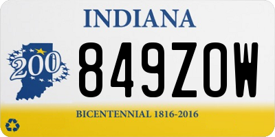 IN license plate 849ZOW