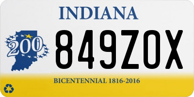 IN license plate 849ZOX