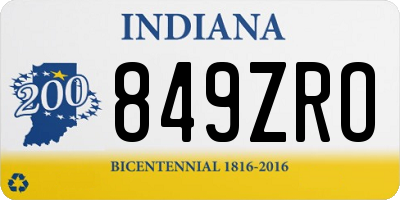 IN license plate 849ZRO