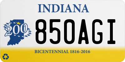 IN license plate 850AGI