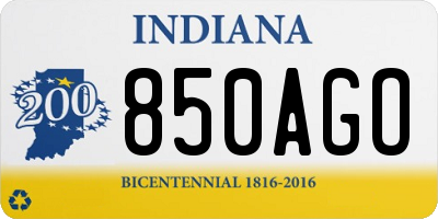 IN license plate 850AGO