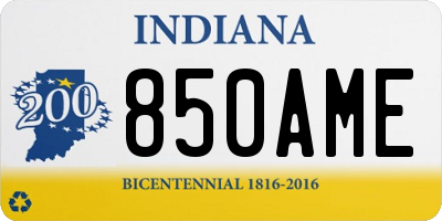 IN license plate 850AME