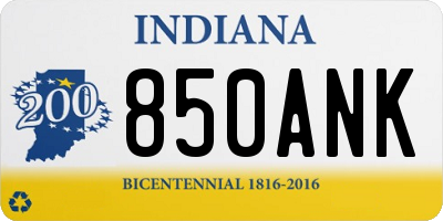 IN license plate 850ANK