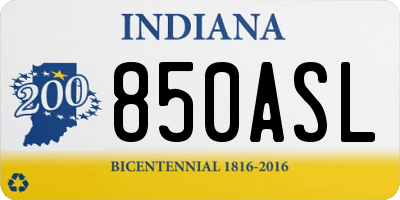 IN license plate 850ASL