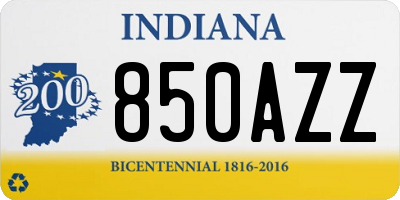 IN license plate 850AZZ