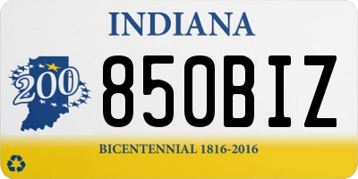 IN license plate 850BIZ