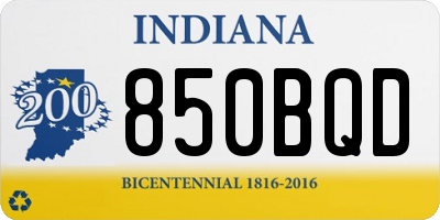 IN license plate 850BQD
