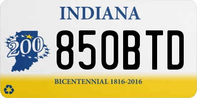 IN license plate 850BTD