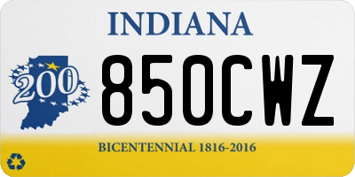 IN license plate 850CWZ