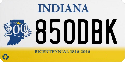 IN license plate 850DBK