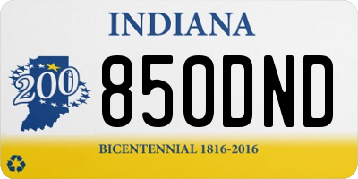 IN license plate 850DND
