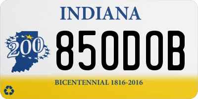 IN license plate 850DOB