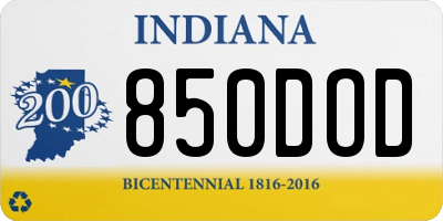 IN license plate 850DOD