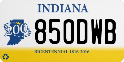 IN license plate 850DWB