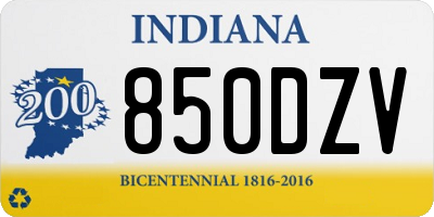 IN license plate 850DZV