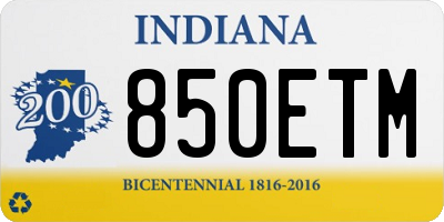 IN license plate 850ETM
