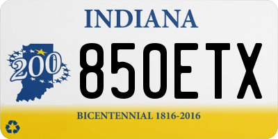 IN license plate 850ETX