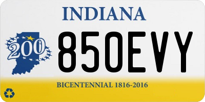 IN license plate 850EVY