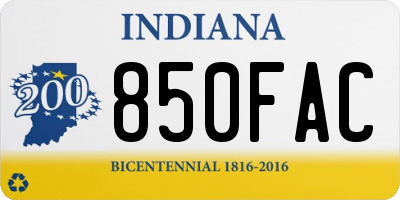 IN license plate 850FAC