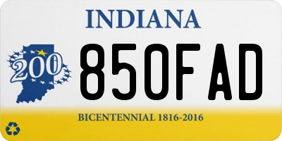 IN license plate 850FAD
