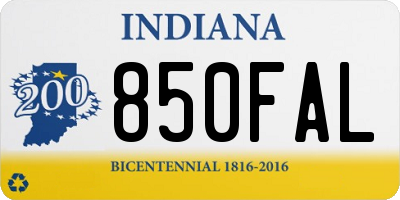 IN license plate 850FAL
