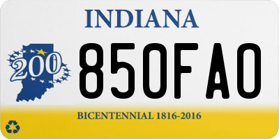 IN license plate 850FAO