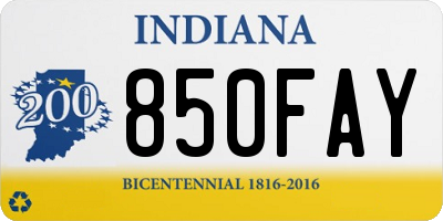 IN license plate 850FAY