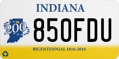 IN license plate 850FDU