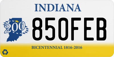 IN license plate 850FEB