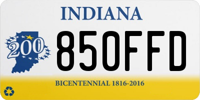 IN license plate 850FFD
