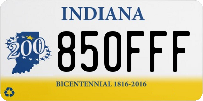 IN license plate 850FFF